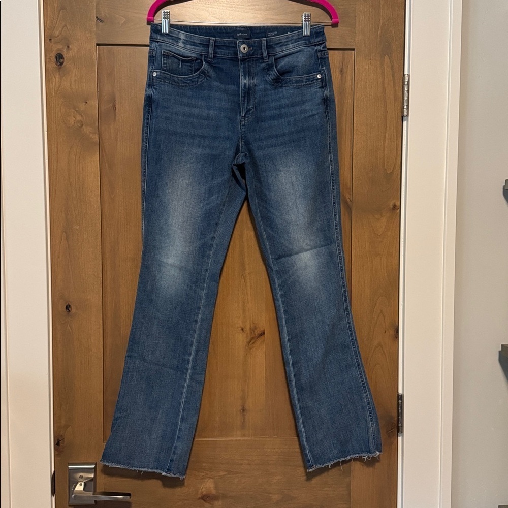 J. Jill Jeans Womens 6 Blue Denim High Rise Boot Cut Stretch Raw Hem Western
